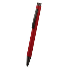 Ballpoint pen isolated on transparent background, elegant pen in red. With clipping path. Png isolated background.