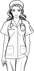 hand drawn sketch of a nurse outline illustration generative ai