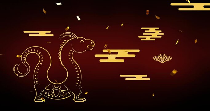 Animation of dragon and chinese pattern