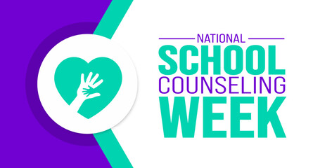 February is National School Counseling Week background template. Holiday concept. background, banner, placard, card, and poster design template with text inscription and standard color. vector  - obrazy, fototapety, plakaty