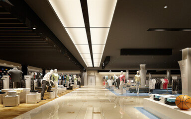 3d render of cloth store interior