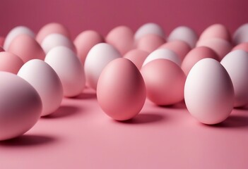 Pattern of pink and white Easter eggs over pink background