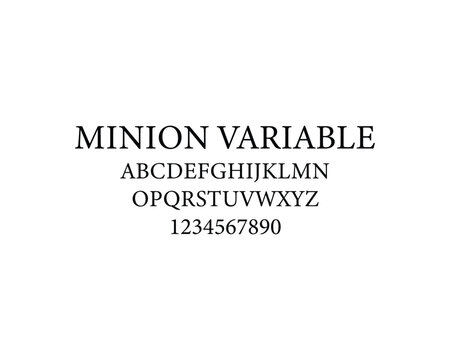 Minion Variable Font, font, letters, number
