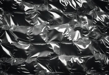 Wrinkled plastic wrap texture on a black background