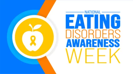 Deurstickers February is National Eating Disorders Awareness Week background template. Holiday concept. background, banner, placard, card, and poster design template with text inscription and standard color. © Neelrong