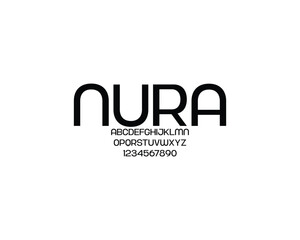 Nura Font, font, letters, number