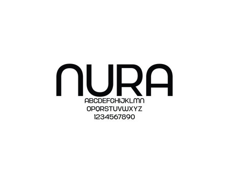 Nura Font, font, letters, number
