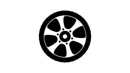 Naklejka premium Car wheel, black isolated silhouette