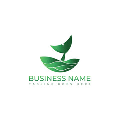  Green whale tail illustration logo