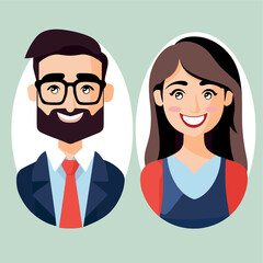 Couple Teacher Vector Flat Illustration