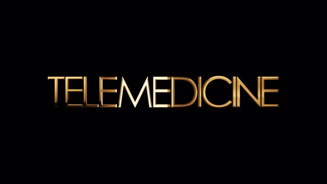 Loop of Telemedicine golden shine light motion text effect animation on black abstract background. promote advertising concept isolate using QuickTime Alpha Channel proress 444