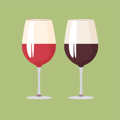 red wine glasses vector flat illustration