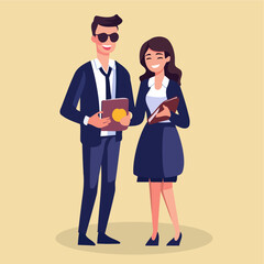 Couple Teacher Vector Flat Illustration