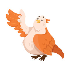Cute Bird with Feathers Singing Song Vector Illustration