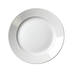 top view  white ceramic plate isolated on transparent background ,generative ai