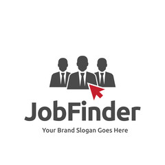 Job logo finder design template. Creative concept of digital find job vector illustration.