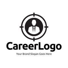 Job logo finder design template. Creative concept of digital find job vector illustration.