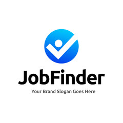 Job logo finder design template. Creative concept of digital find job vector illustration.