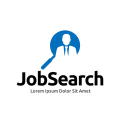 Job logo finder design template. Creative concept of digital find job vector illustration.