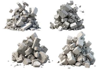 Piles of Broken Concrete Pieces PNG