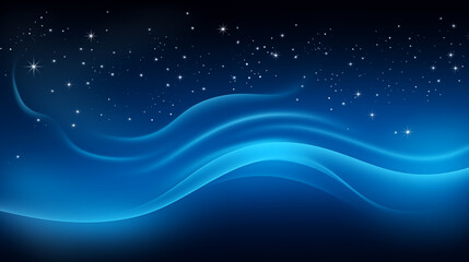 Fototapeta na wymiar Blue abstract background with wavy lines and sparkling glitter.