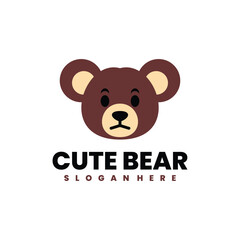 cute bear silhouette logo design