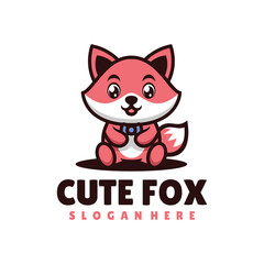 simple design, cute and adorable fox mascot sitting