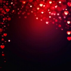 Red Valentine's Day background with red heart bokeh lights