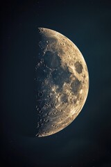 A close-up photograph of the moon with a dark sky in the background. This image can be used for various purposes