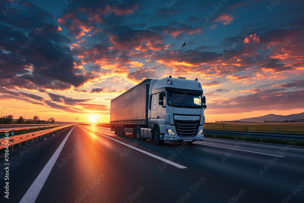 Wall mural truck on the highway