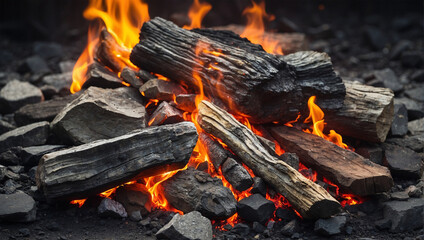 bonfire burning at camp during daytime