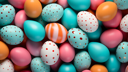 Fototapeta na wymiar Colorfully decorated Easter eggs.