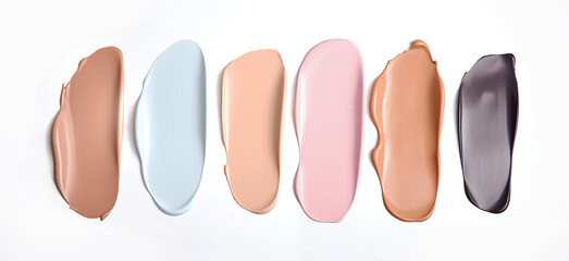 Fototapeta premium set swatch cosmetics texture top view on a white background