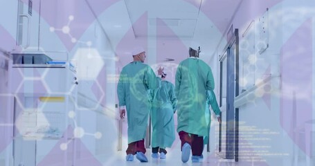 Animation of data processing over diverse surgeons in hospital - Powered by Adobe