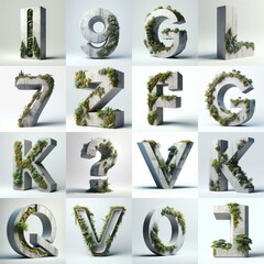 A 3D Lettering That Blends Concrete With Nature. AI generated illustration