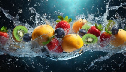3D Fruit Floating in water