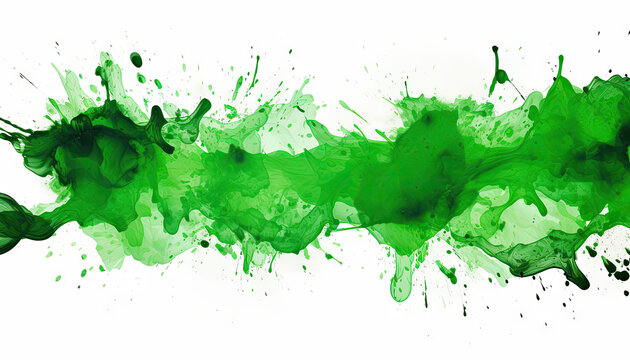Abtract green brush spots on clear white background