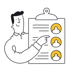 Efficient Employee Selection Process Illustrated - Doodle style with an editable stroke.