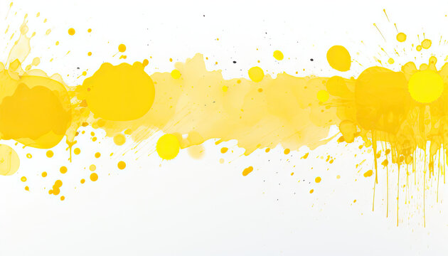Abtract yellow brush spots on clear white background
