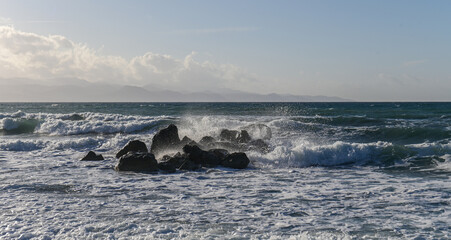 waves of the Mediterranean sea in winter on the island of Cyprus 9