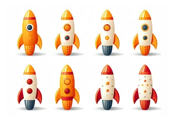 Muurstickers Ruimteschip Assortment of Rockets, A Collection of Different Types of Spacecraft