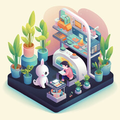 Artificial Rearing Isometric Composition cute cartoon