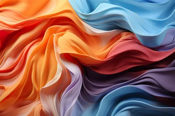Fotobehang Abstract rolls colorful silk cloth background © pickypix