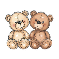 Cute cartoon teddy bears on white background icon vector