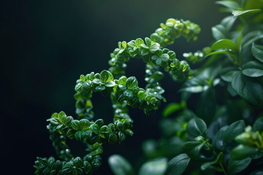 concept of green biotechnology or synthetic biology, graphic of plant combined with DNA shape