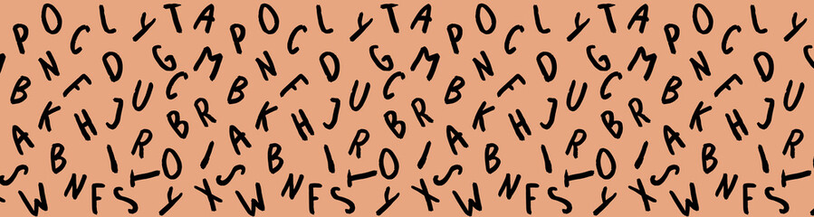 template with the image of keyboard symbols. set of letters. Surface template. pastel red orange background. Horizontal image. Banner for insertion into site.