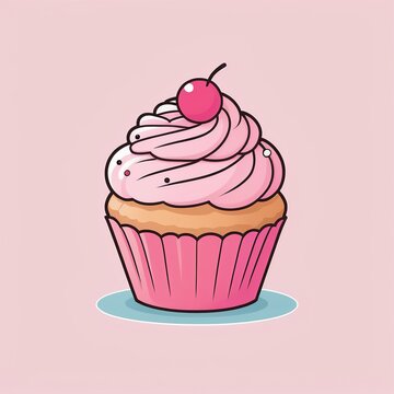 Cupcake Illustration in Kawaii Style for App Icon
