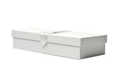 white gift box with ribbon on a transparent background