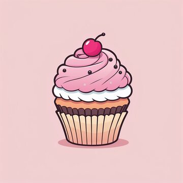 High-Quality Minimalist Cupcake Illustration
