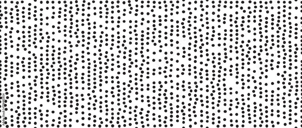 Poster Dotted lines seamless pattern. Stippled lines background. Vertical polka dot stripe repeating wallpaper. Abstract minimalistic seamless texture. Black and white dots textile swatch. Vector backdrop